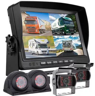 9  Quad Monitor Dash Cam DVR Recorder 4CH AHD Camera For Semi Truck Bus Caravan • $189.99