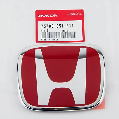 Genuine Style Front Red 75700s5te11 Emblem Badge Civic Coupe Dx Ex Lx Si 06-11 • $24.95