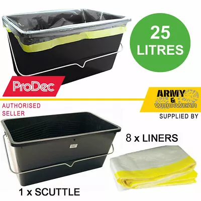£15.99 • Buy 1 ProDec 25 Litre Black Plastic Scuttle Paint Kettle Bucket + 8 Coreflex Liners