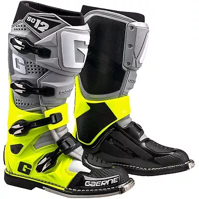 Gaerne SG-12 Boots Gray/Fluorescent Yellow/ Black Size 11 2174-079-11 • $512.99