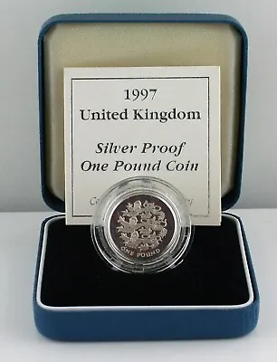 £12.99 • Buy 1997 Royal Mint The Three Lions Silver Proof One Pound £1 Coin, COA, Box