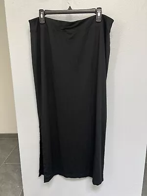 J.Jill Wearever Black Maxi Skirt Women’s Size Large Stretch Side Slits Capsule • $24.99