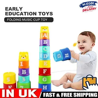 9pcs Baby Stacking Cups Educational Toy Rainbow Stacking Tower For Toddlers Kids • £5.99