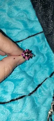 Rhodolite Garnet Flower Statement Ring • $200
