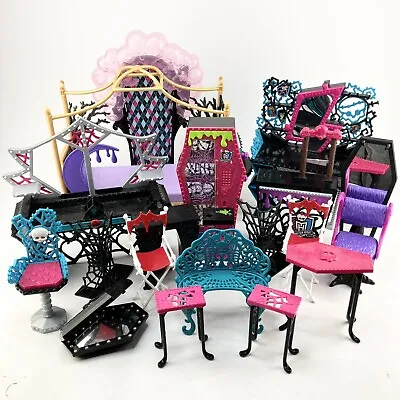 Monster High Furniture Lot Bed Locker Chair Shelves Vanity Tables Bench T • $49.99