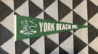 Vintage Felt York Beach Maine Me Travel Advertising Pennant Sail Boat Graphic • $59.99