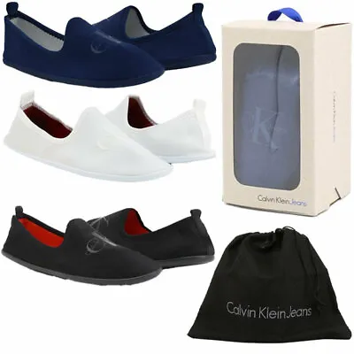 CALVIN KLEIN Womens Slippers Flat Slip On Shoes Pumps Party Gift Box Walking Gym • £14.99