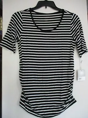 Maternity A:glow Black White Maternity Tee/Top Cool Womens Size Large L NWT $18. • $10.95