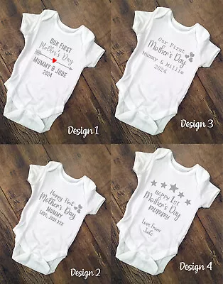 My First Mother's Day Personalised Baby Bodysuit Vest Name Keepsake 4 Designs • £5.49