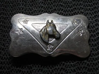 SMALL WESTERN HORSE STALLION MUSTANG COWGIRL BELT BUCKLE! VINTAGE! RARE! 1970s! • $14.99