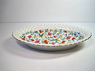 Vintage Bavaria Pierced Flowers Oval Serving Bowl  Platter 10  X 6  • $19.90