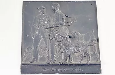 Vintage Der Gang Zur Lago Cast Iron Hunting Scene Fireback Fire Place Back Dogs • $200