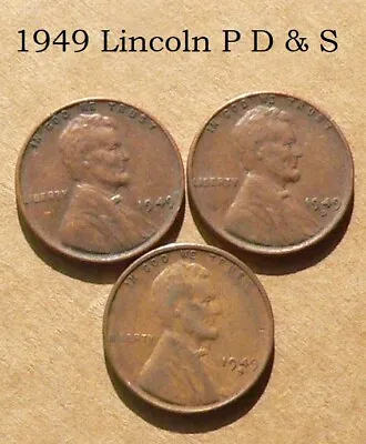$1.19 • Buy 1949 P D & S Lincoln 1 Cent Coin. Average Circulated Condition Of VG-Fine.