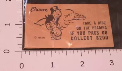 Vintage 1936 Monopoly Chance Card Ride On The Reading Railroad Box2 • $15.19