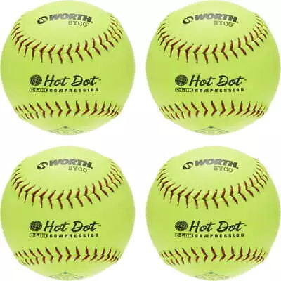 Worth Hot Dot ASA/USA Slowpitch Softballs 12 Inch 4-Pack • $26.97