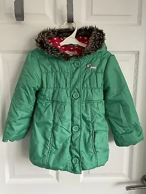 Girls Green MARKS & SPENCER Indigo Collection Padded Hooded Coat -  Age 3-4yrs • £5.95