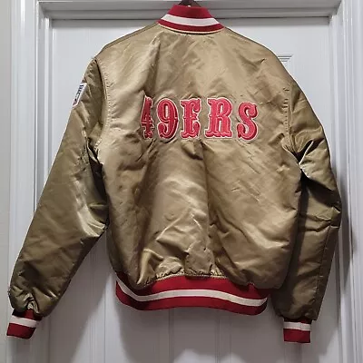 Vintage 80s Starter Satin San Francisco 49ers Gold Pro Line Jacket USA Mens L • $299.99