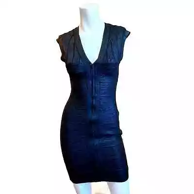 Black Metallic Bodycon Bandage Dress Sz S EUC • $59.99