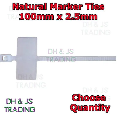 £4.99 • Buy Natural Marker Ties Cable Tie Marker I.D Tie Tag Write On Label 100mm X 2.5mm