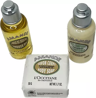 NEW L'Occitane Amande 3 Piece Almond Oil Travel Bath Set Shower Conditioner • $14.99