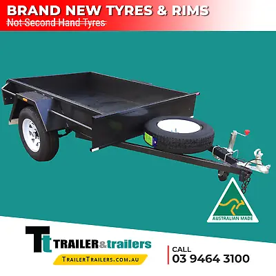 7x5 SINGLE AXLE BOX TRAILER FOR SALE | SMOOTH FLOOR | FIXED FRONT | NEW TYRES • $1275