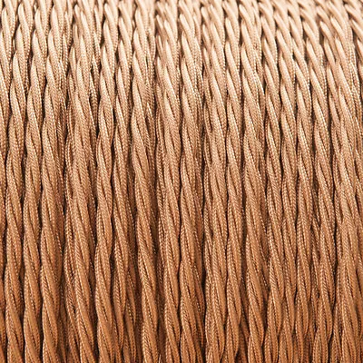 Old Gold Light Brown Twisted Braided Fabric Cable 3-Core 0.5mm For Lighting • £3.50