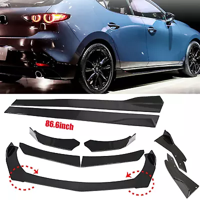 For Mazda 3 Sedan Front Bumper Lip Spoiler+86.6  Side Skirts Glossy Black G • $69.99