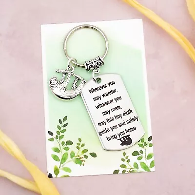 Sloth Keyring Safe Travels Keychain Slow Down And Take It Easy Campervan Keys • £6.99