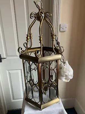 Reclaimed Large 6-sided Georgian Style Bevelled Glass Brass Hall Lantern • £149.99