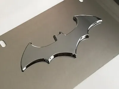 Batman Bat Mirror Chrome Stainless Steel Front License Plate With Caps • $24.99