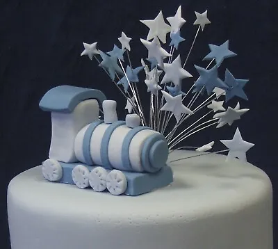 HANDMADE Blue  SUGARCRAFT TRAIN & WIRED STAR TOPPER - Various Combinations • £9.75