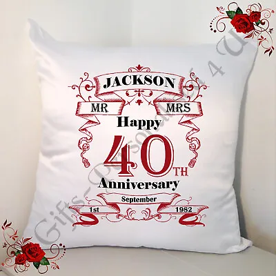 Personalised 18  Cushion 40th Ruby Anniversary  Mr & Mrs Mr & Mr Mrs & Mrs D.5 • £18.99