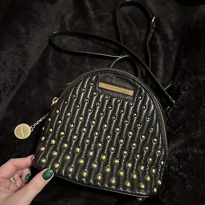 Donna Karan Black Lamb Leather Convertible Backpack Bag Gold Hardware  • $48.22