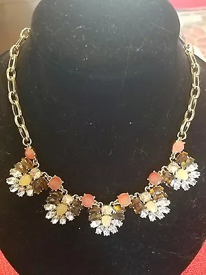 ANNE KLIEN  Brown And Coral Rhiestone Necklace • $49.99