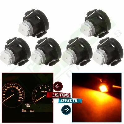 6PCS Amber/Yellow LED T3 Neo Wedge Cluster Gauge Dash Climate Control Light 8MM • $8.39
