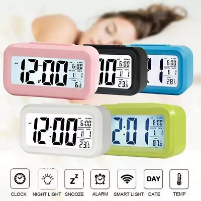 $15 • Buy Digital Bedside LED Snooze Alarm Clock Time Temperature Day/Night Desktop Clock