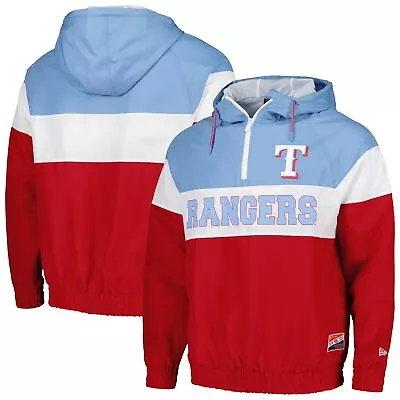 Men's New Era Red Texas Rangers Ripstop Raglan Quarter-Zip Hoodie Windbreaker • $114.99