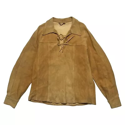 Vintage Berman Buckskin USA Soft Deer Hide Jacket Frontier Shirt 46 Suede Smock • $129.95