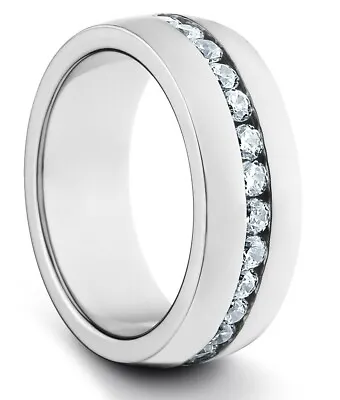 TungstenMasters 8MM/6MM TITANIUM Mens/Womens Silver Wedding Band Diamond Ring • $94.95