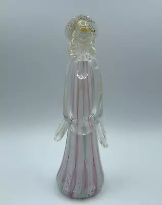 10 1/4  Murano Italy Glass Angel Latticino Aventurine Twisted Ribbons Hand Blown • $60