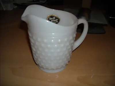 Vintage Hobnail Pitcher Milk Glass 5 Inches Tall New White • $19.95