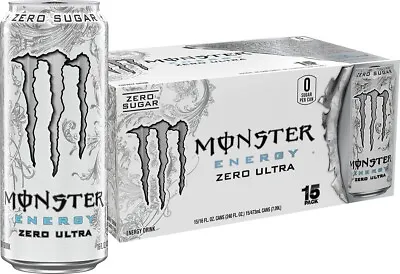 Monster Energy Zero Ultra Sugar Energy Drink 16oz - Pack Of 15 • $37