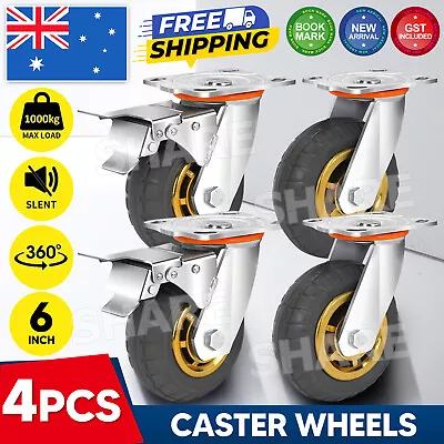 4X 6  150mm Heavy Duty Swivel Caster Wheels Castor 1000KG Load2 With Brakes AU • $40.85