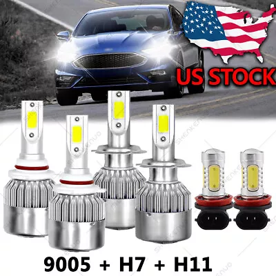 For Ford Fusion 2006-2016 6000K LED Headlight Hi-Lo Fog Light Bulbs Upgrade Kit • $34.63