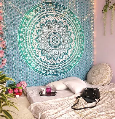 Mandala Tapestry Indian Wall Hanging Decor Turquoise Queen Bedspread Throw Cover • $16.99