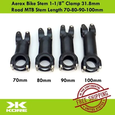 Kore Aerox Bike Stem 1-1/8  Clamp 31.8mm Road MTB Stem Length 70-80-90-100mm • $26.90