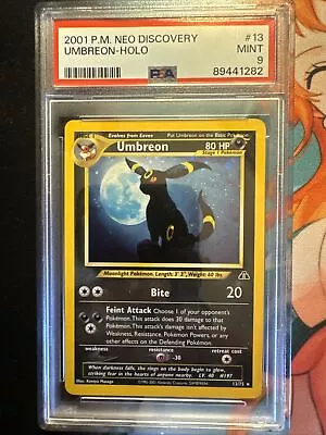 2001 Pokemon Neo Discovery 13 Umbreon Holo Rare Pokemon TCG Card PSA 9 • $500