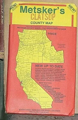 Early 1990's Metsker's Map Of Clatsop County Oregon • $6.99