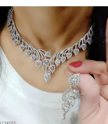 $29.44 • Buy Indian Bollywood Gold Plated AD CZ Kundan Choker Necklace Wedding Bridal Jewelry