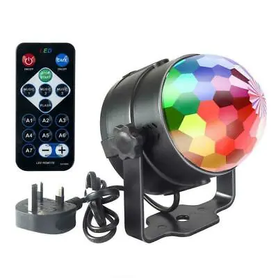 £14.90 • Buy Mini Disco 3W LED RGB Sound Actived Crystal Rotating Glitter Ball Lights Effect